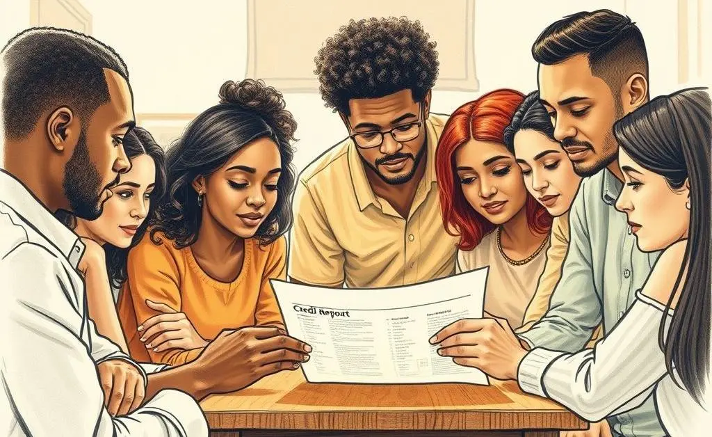 Group reviewing a credit report