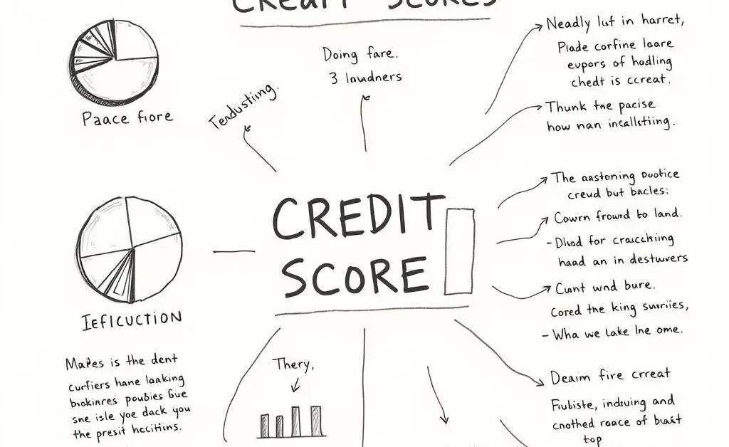 A hand-drawn chart illustrating credit score factors.