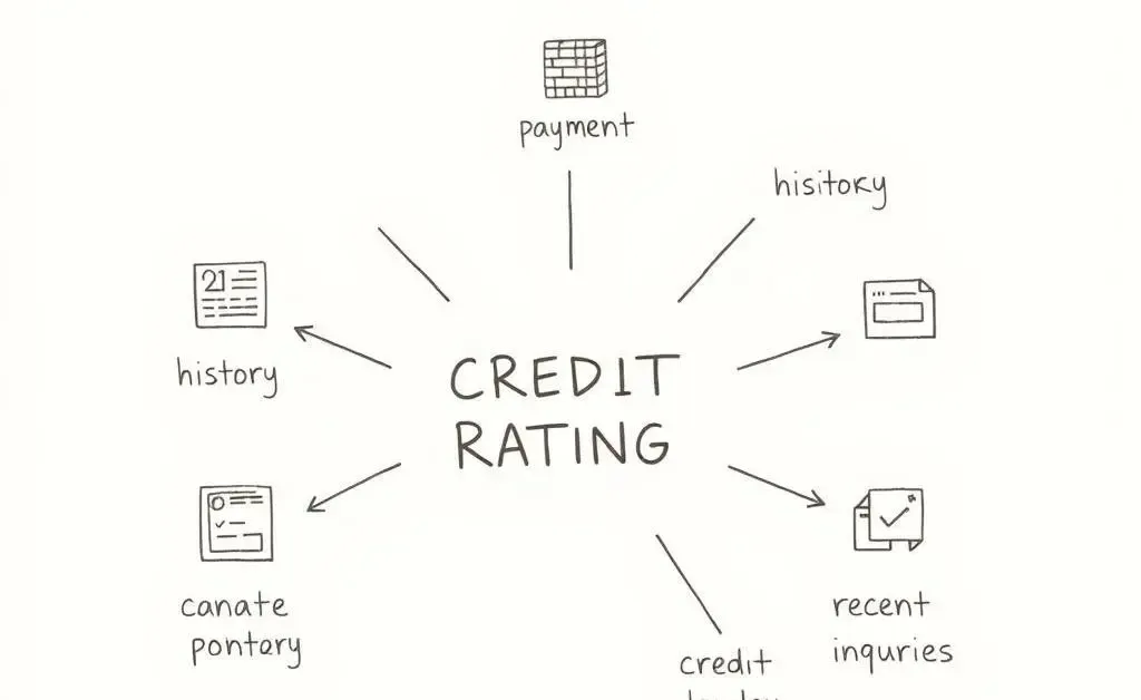 A chart showing factors affecting a credit score.