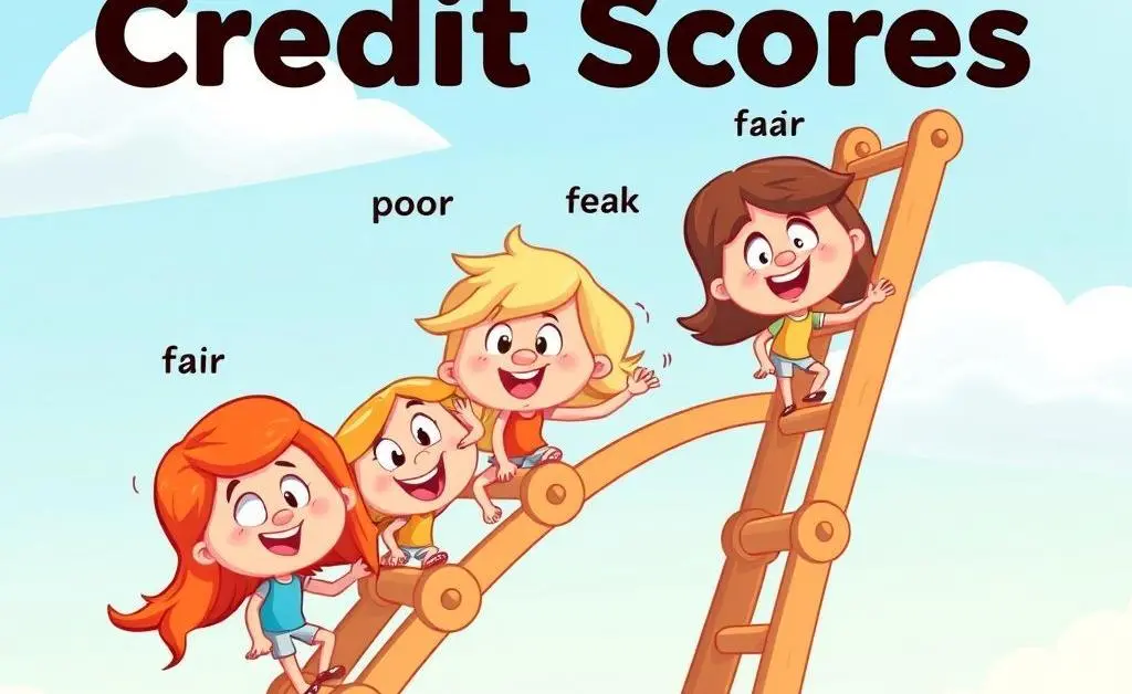 Illustration of different credit score levels.