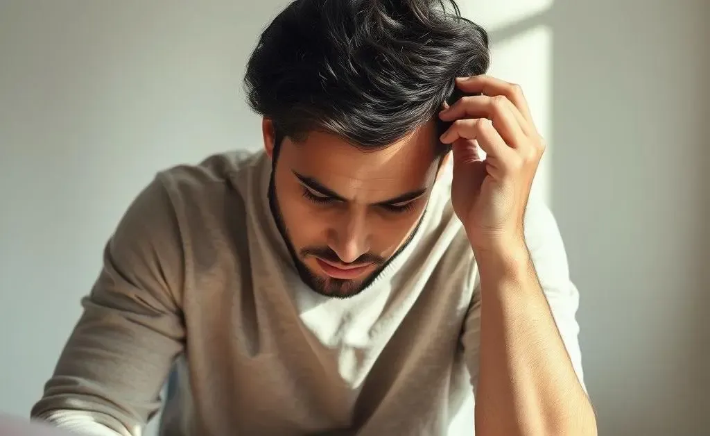 A person scratching their head while looking at a credit report.