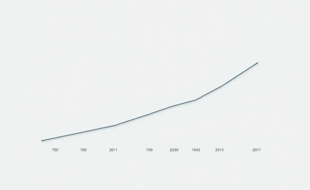 A minimalist graph showing the upward trend of a credit score over time