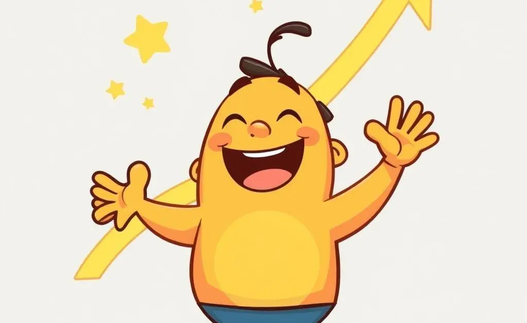 A happy character cheering as their credit score increases