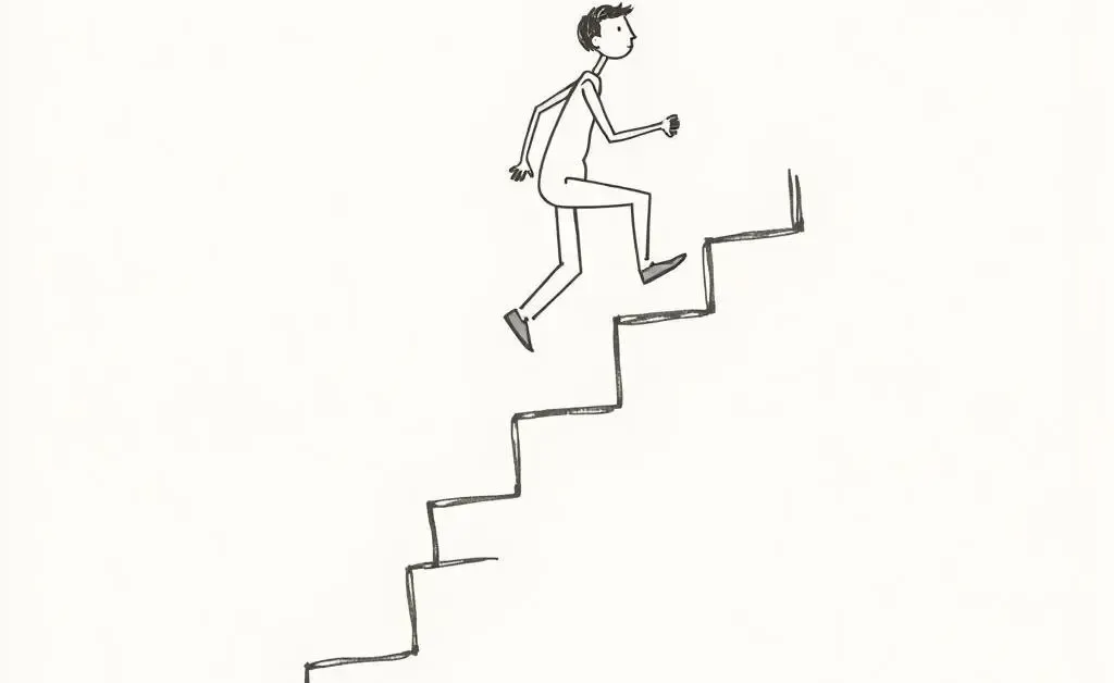 Person climbing credit score staircase