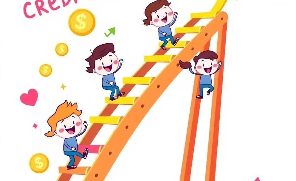 Illustration of a ladder depicting credit score growth