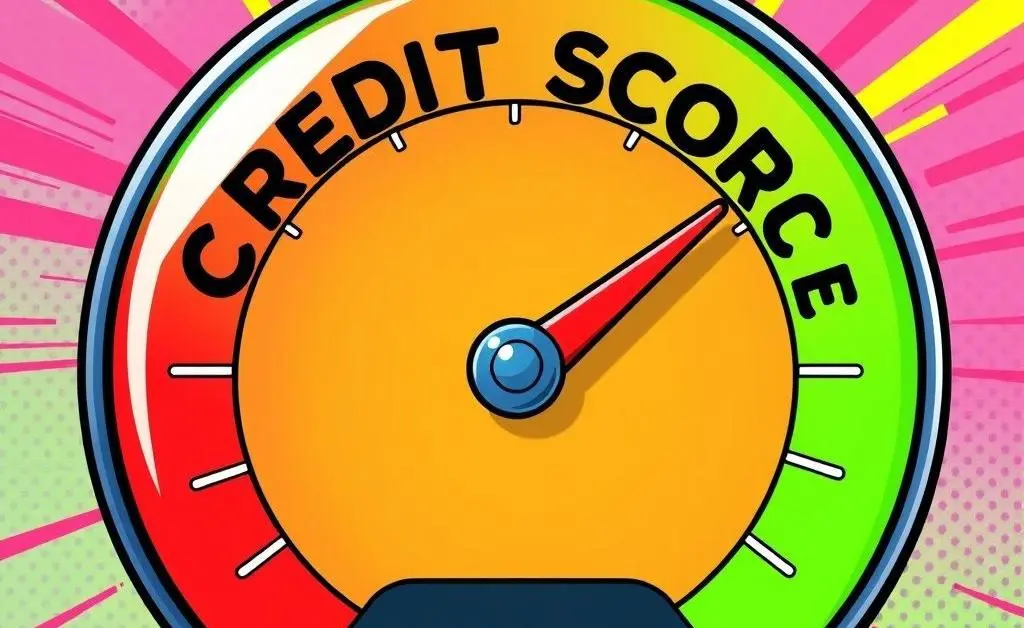 Cartoon-style image of a credit score meter going from poor to excellent