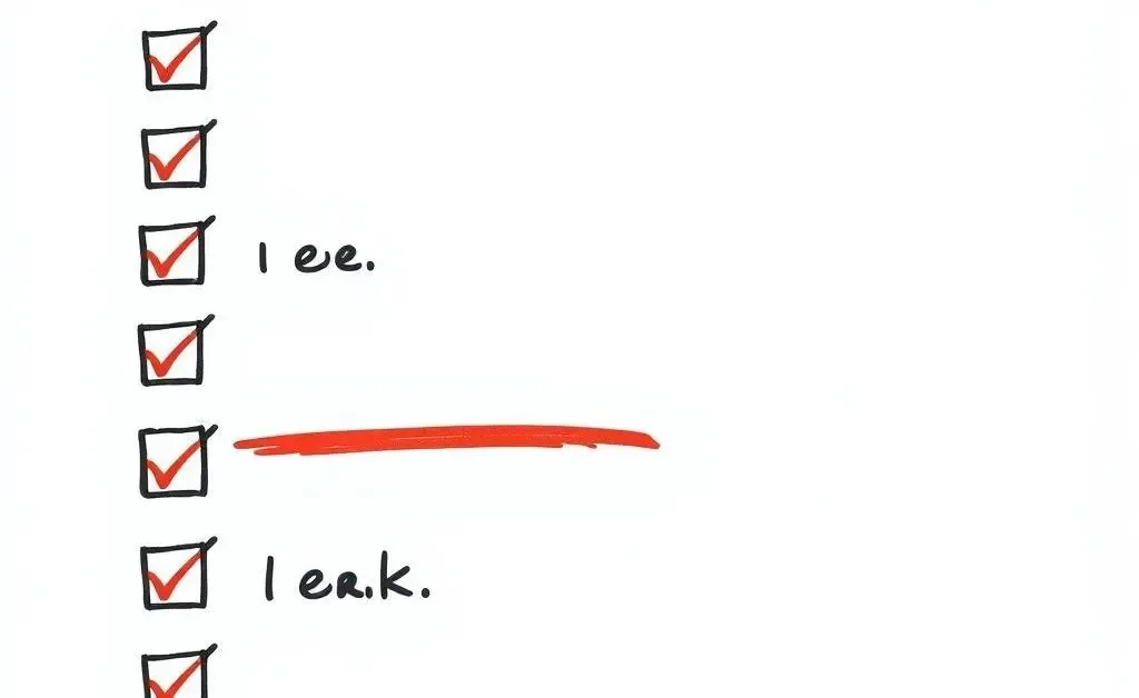 Checklist with a highlighted mistake