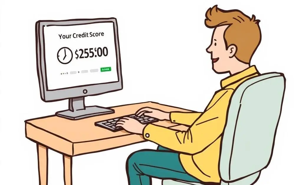 Person checking their credit score on a computer monitor