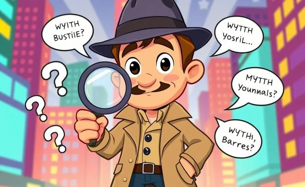 Illustration of a detective figuring out credit score myths