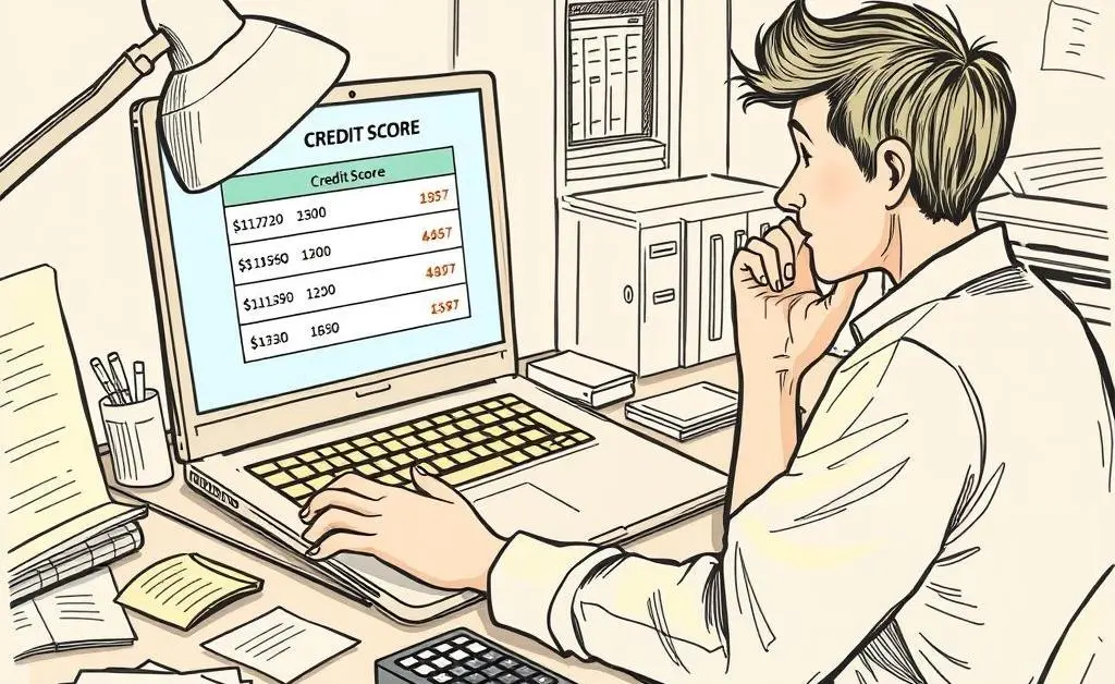Person reviewing a credit score on a laptop