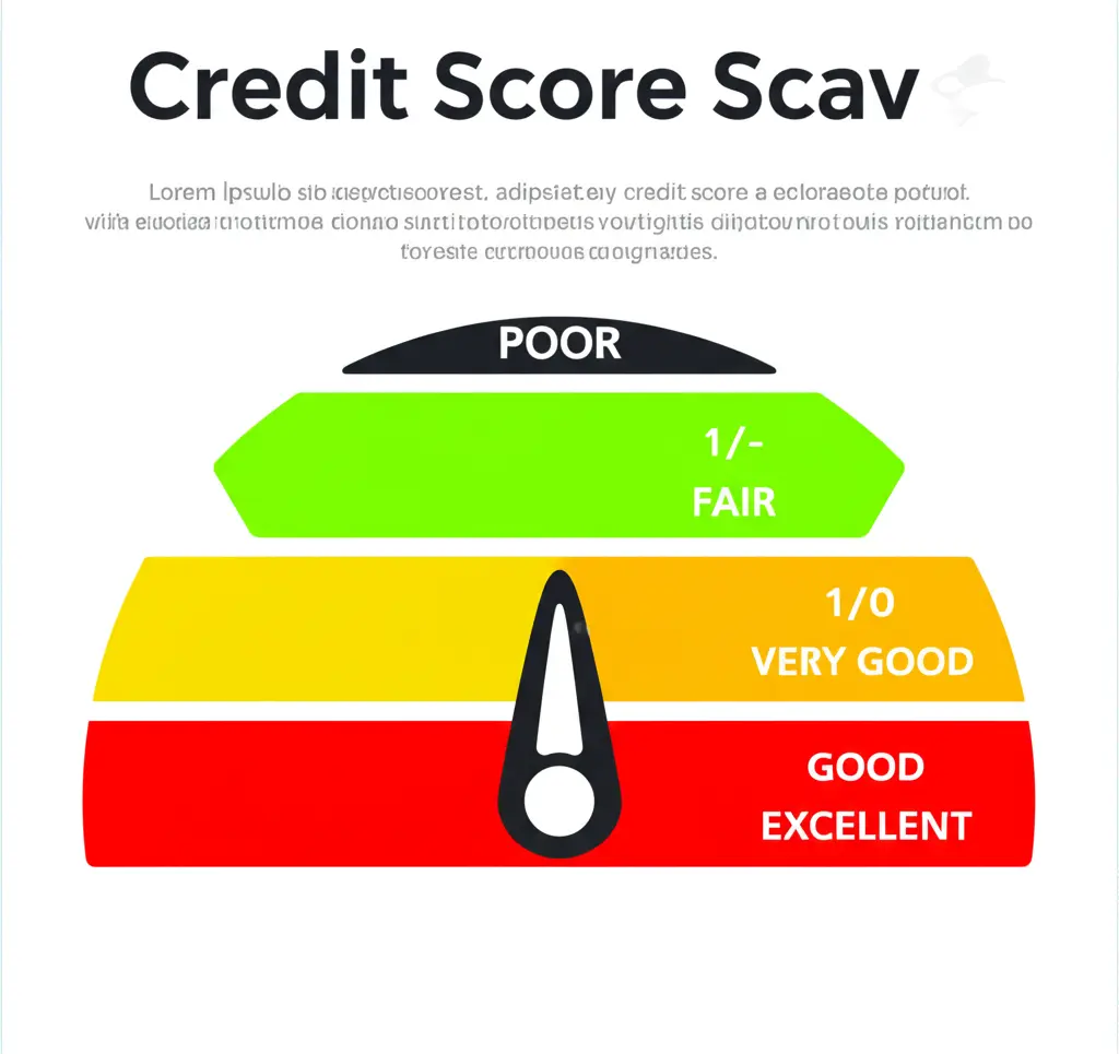 Credit score scale with different ranges.
