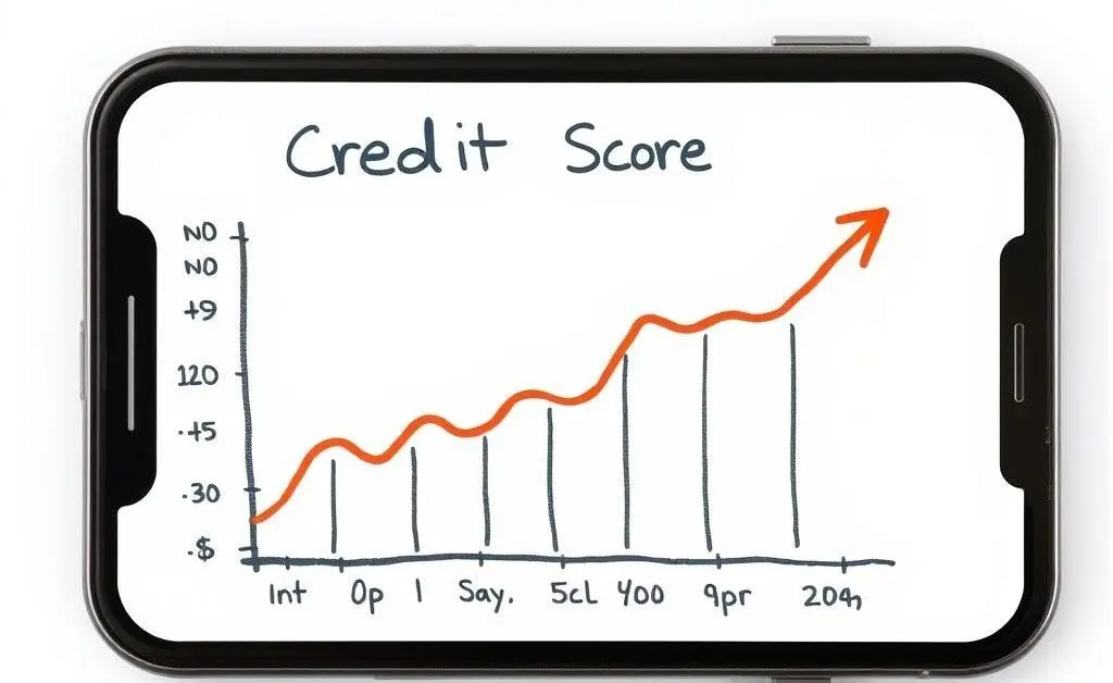 Graph showing the change of a credit score over time