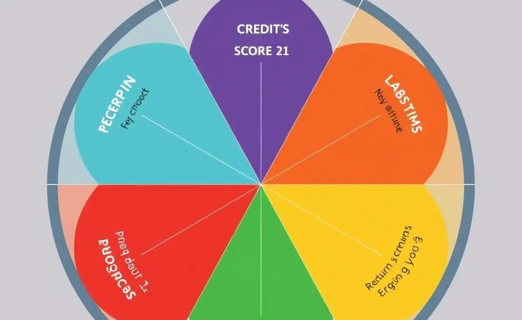 A colorful wheel depicting different credit score ranges