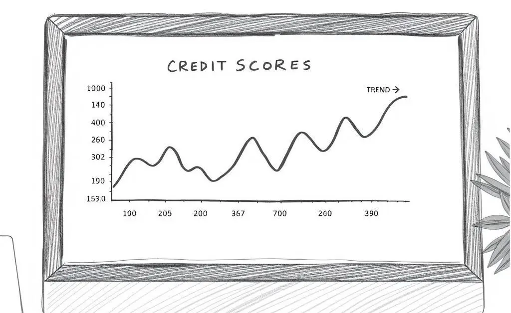 Illustration of credit score graph on screen