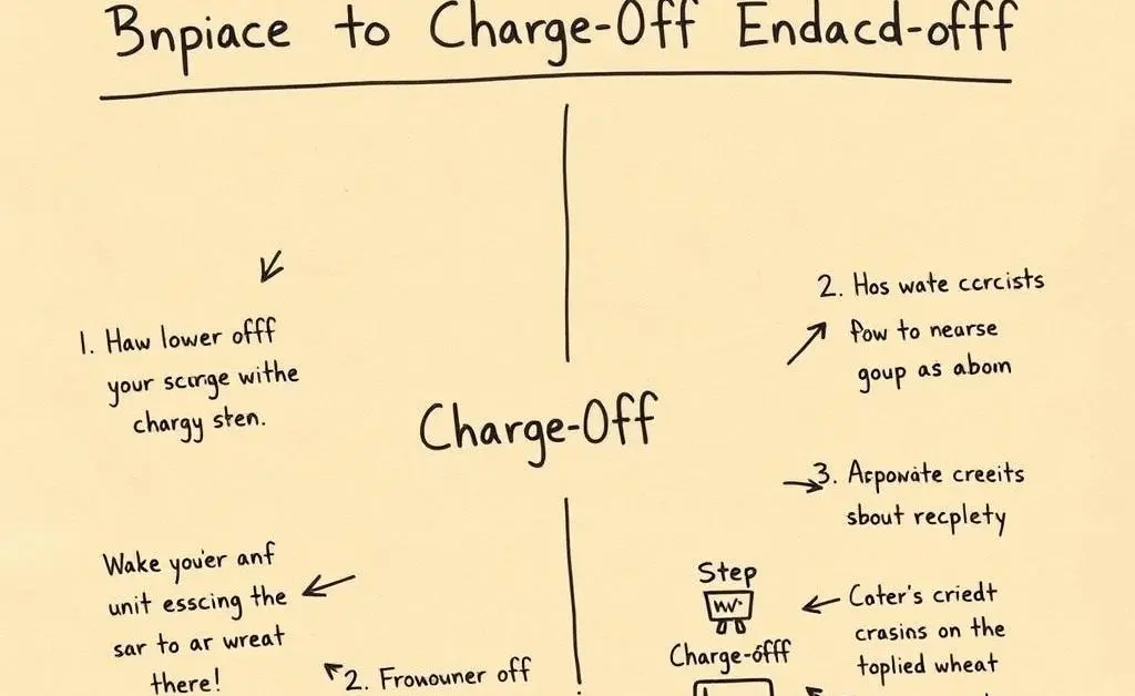 A hand-drawn roadmap with steps to improve credit after a charge-off.