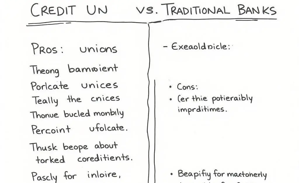 Table showing pros and cons of credit unions versus traditional banks