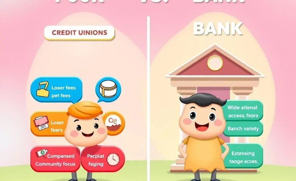 Comparison chart of credit union versus bank benefits