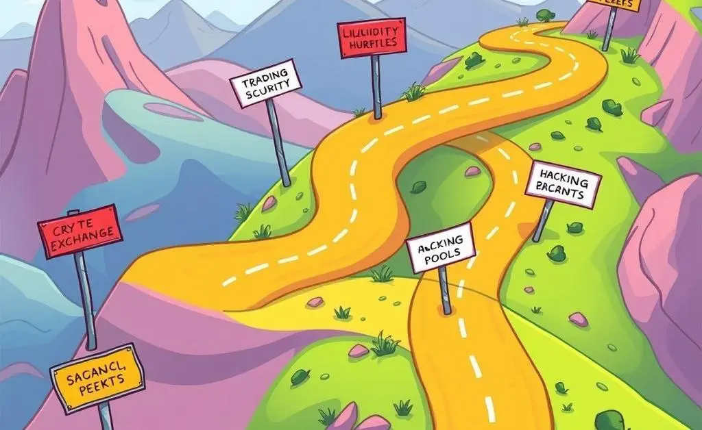 Roadmap illustrating different paths for crypto exchange challenges