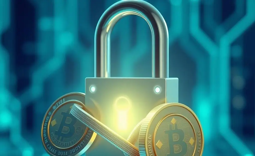 Digital lock securing cryptocurrency coins