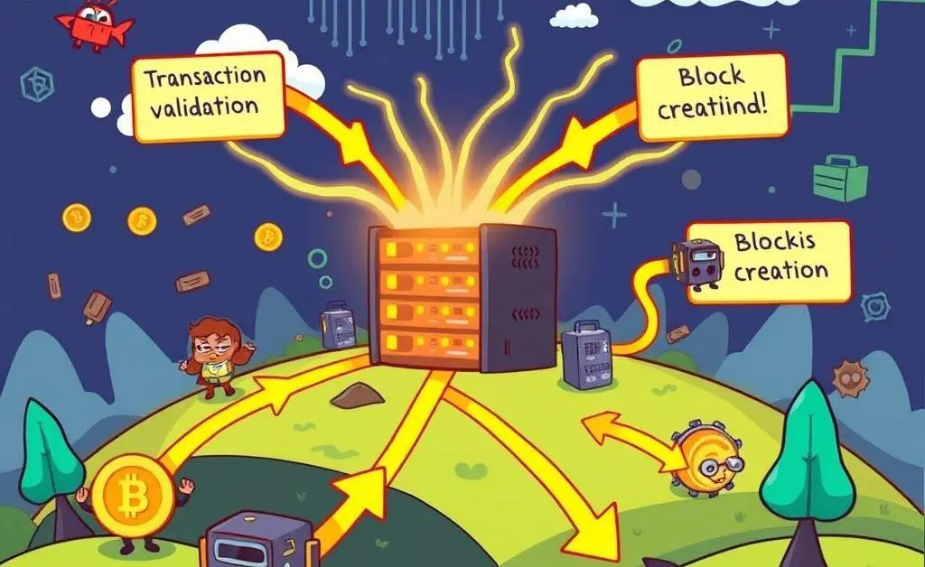 Chart explaining cryptocurrency mining process