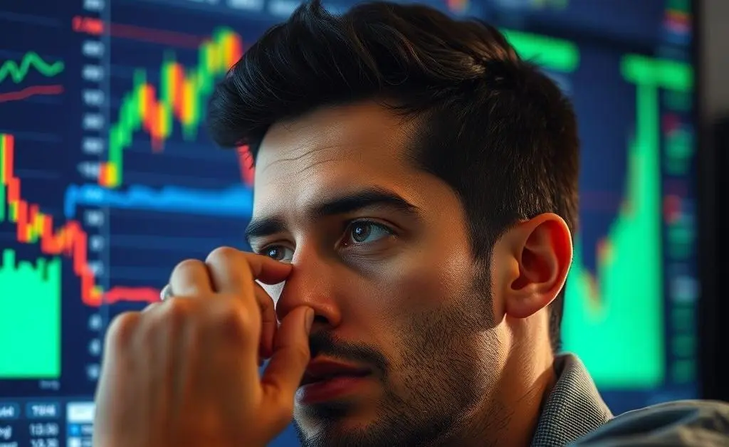 Person observing cryptocurrency market charts