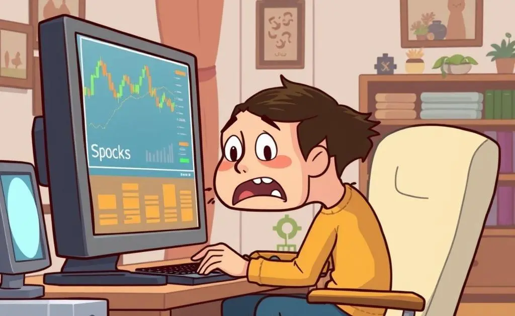 Person selecting stocks on a computer in a cozy room