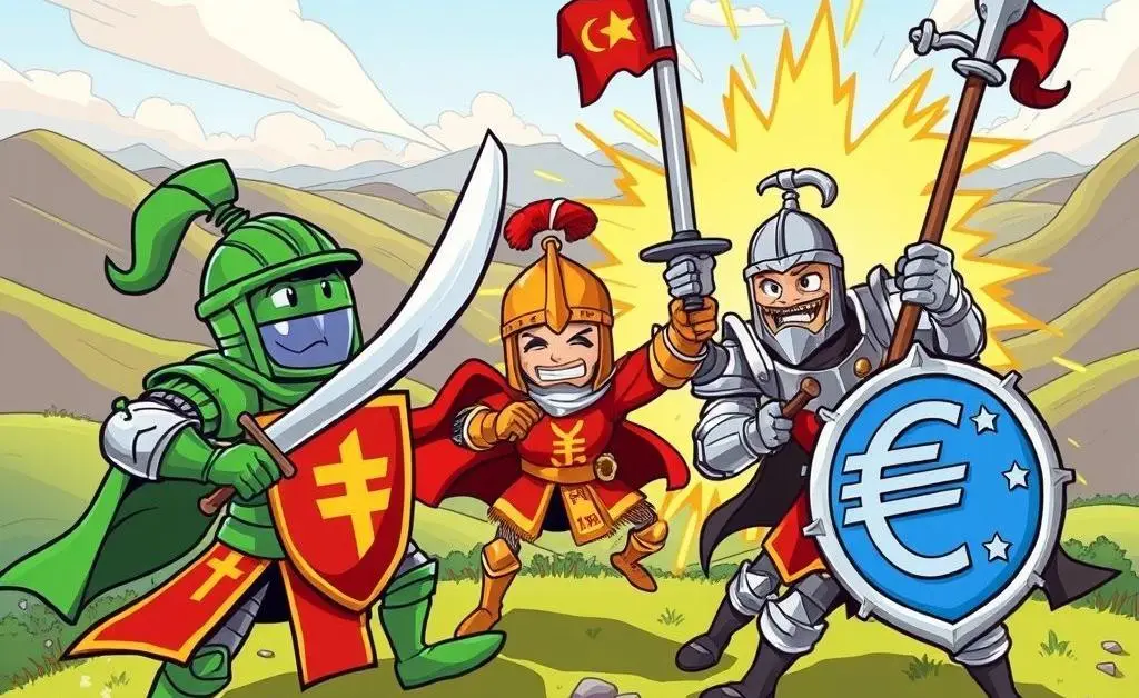Currencies as knights in a battle