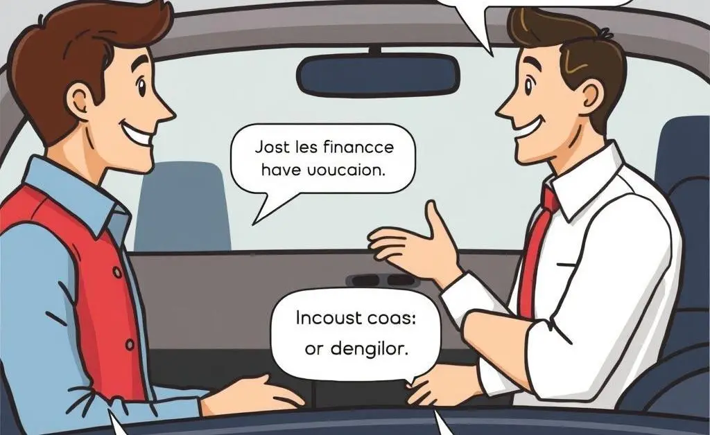 Scene of a customer and car dealer discussing financing options