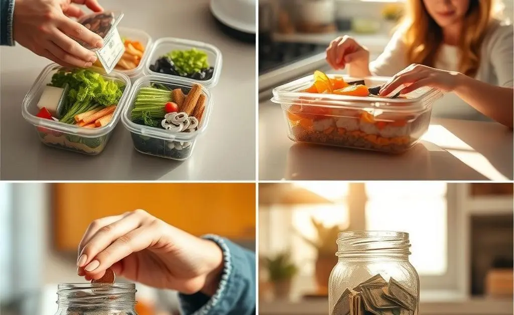 Scenes from daily life showing practical budgeting
