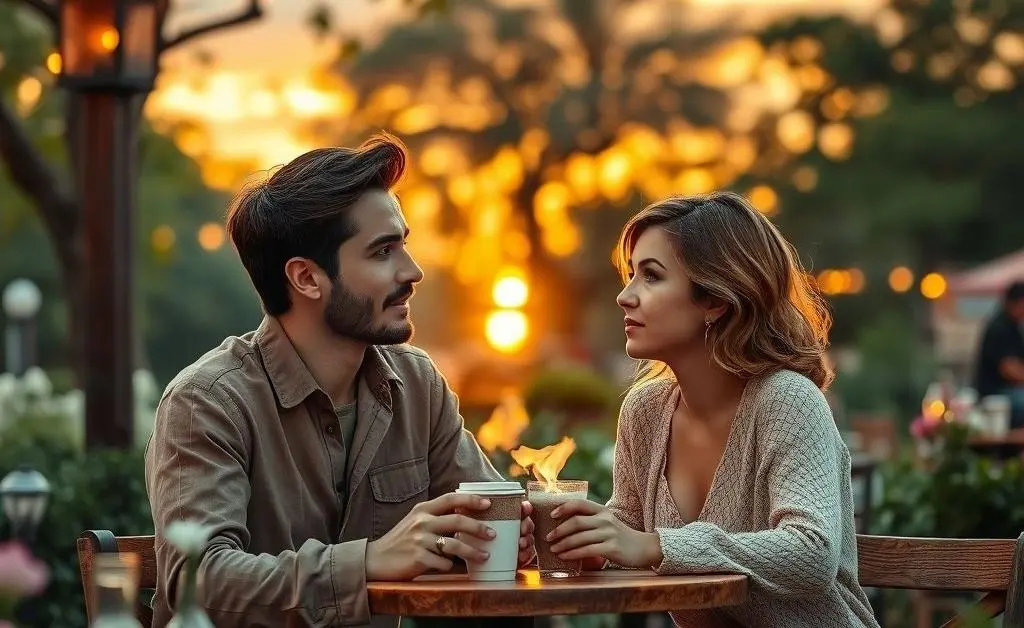 Couple having a deep conversation over dinner