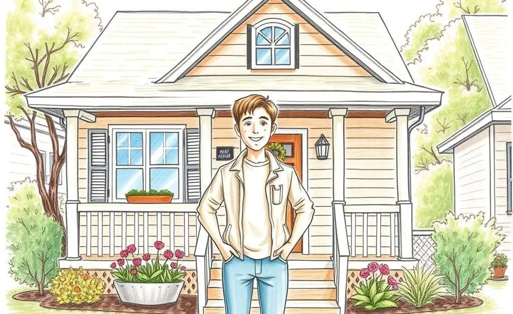 Happy homeowner in front of their house
