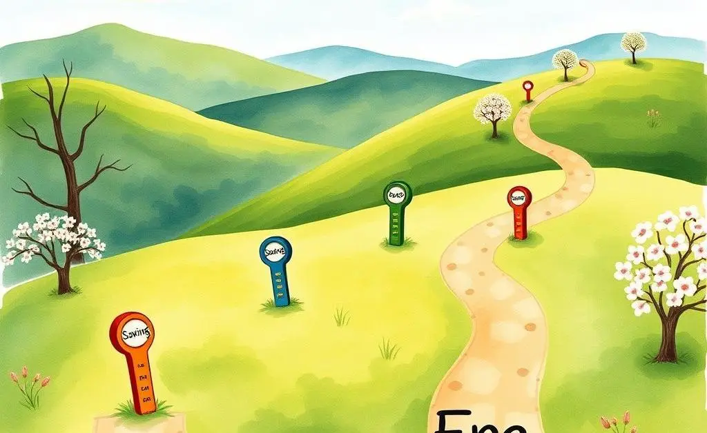 Winding path marked 'Debt-Free' with milestones
