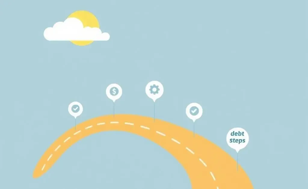 A roadmap highlighting debt management steps.
