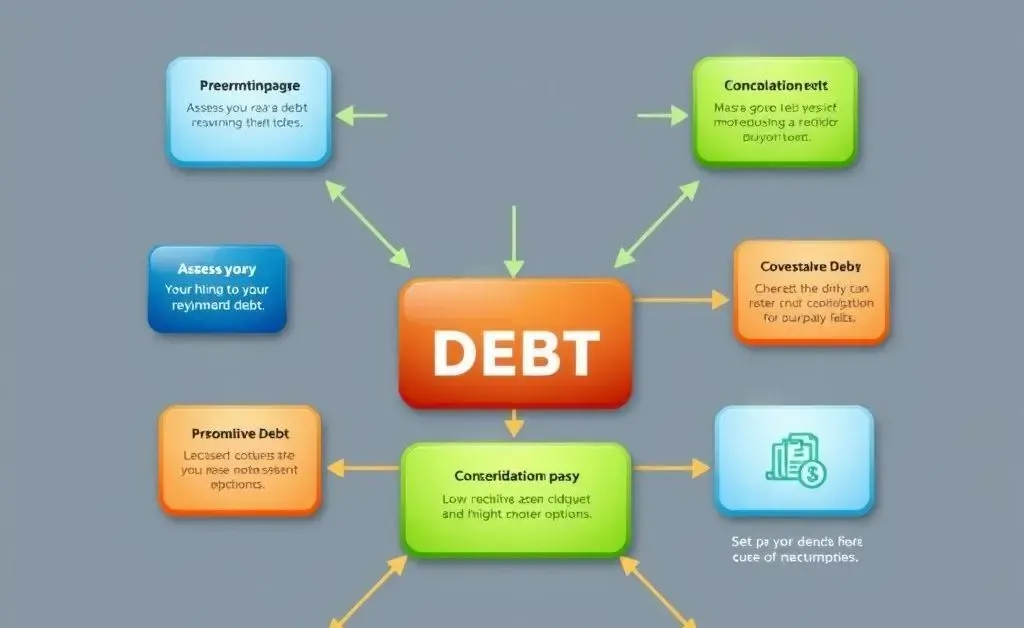 A flowchart illustrating steps for managing debt effectively