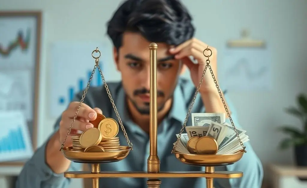 A scale balancing debt and savings
