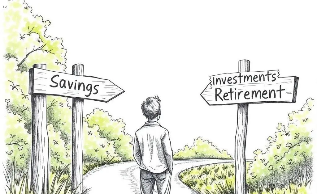 Illustration of a person at a financial decision-making path