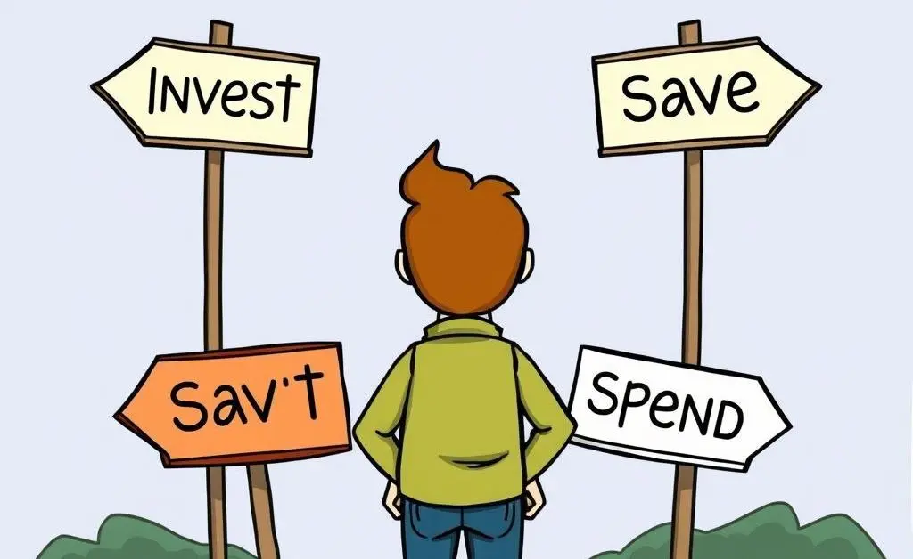 Person at crossroads with economic choices