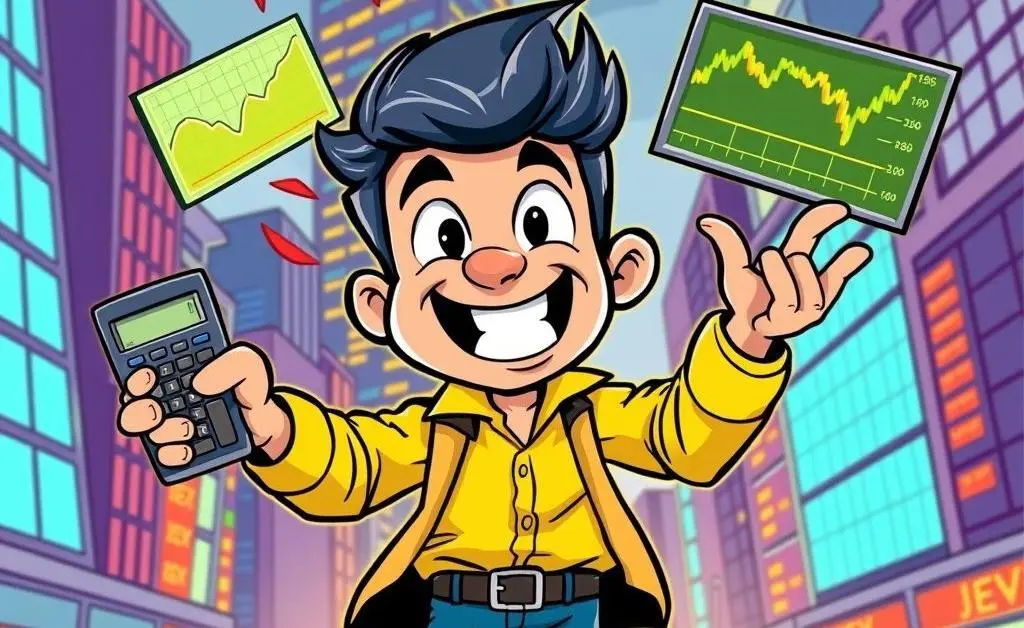 Juggling a calculator and stock market graphs