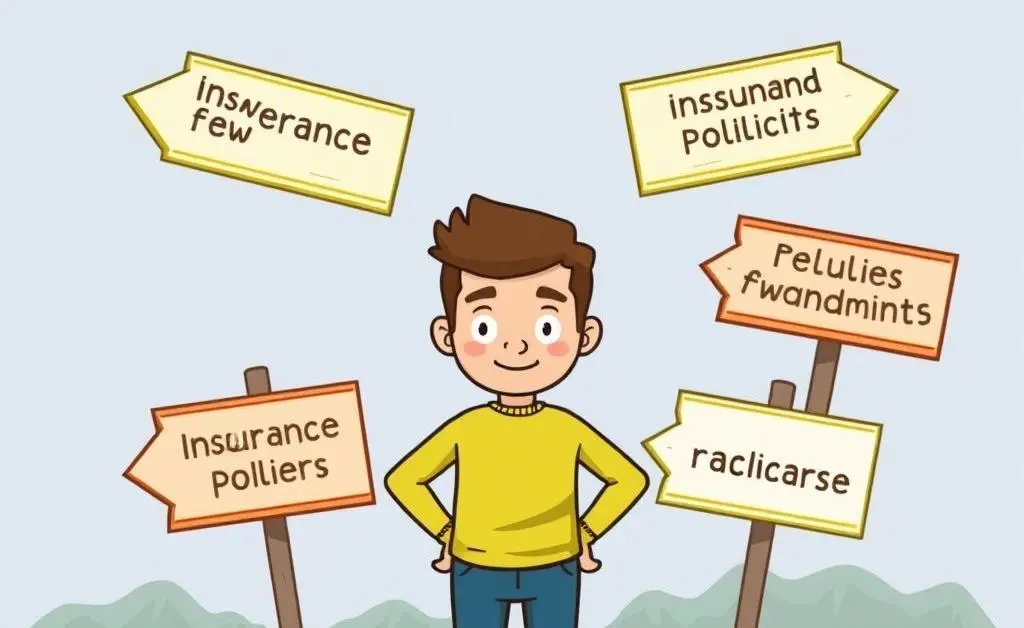 Person at a crossroads deciding on different insurance policies
