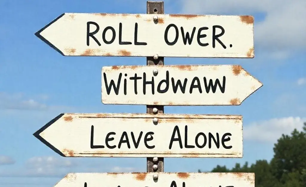 Road sign pointing to different financial choices.