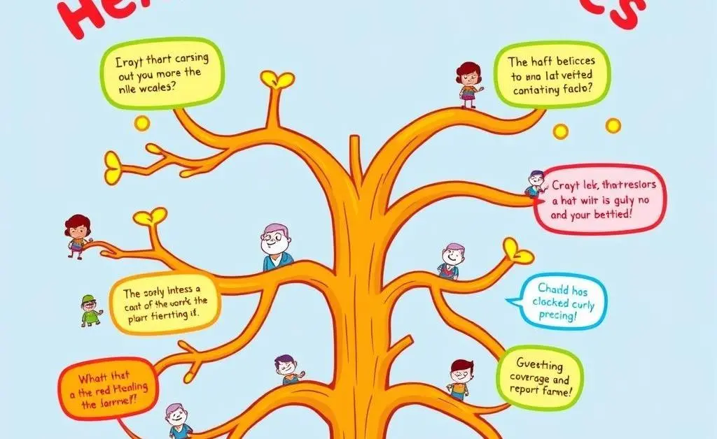 A cartoon-style decision-making tree with branches labeled with different health insurance options and outcomes.