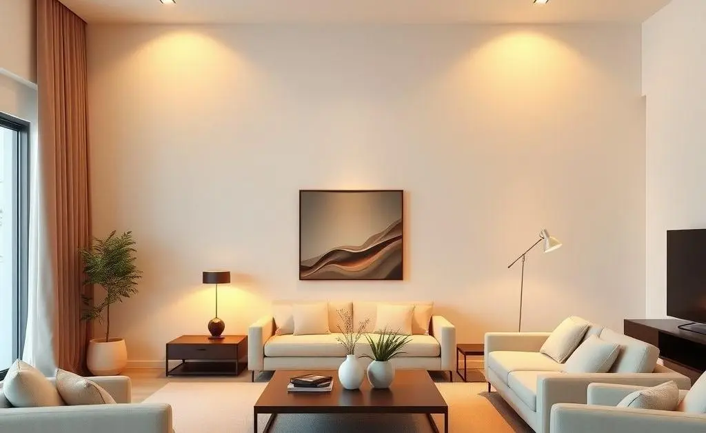 A clean and simplified living room space