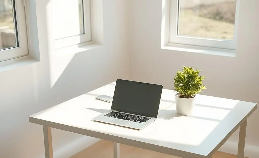 A decluttered workspace with minimal decor.