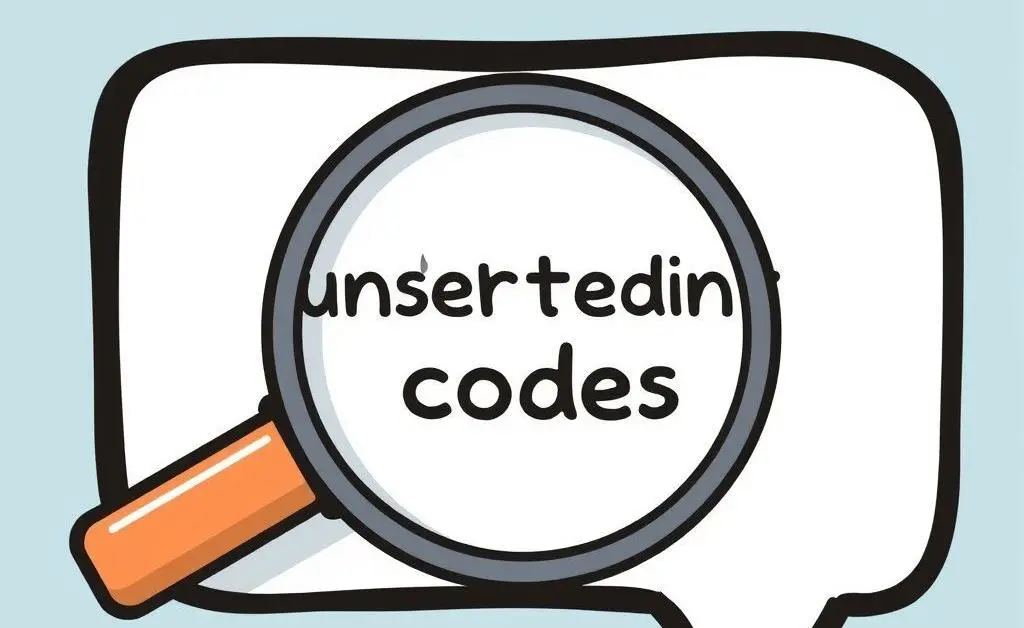 Illustration of a magnifying glass over a text message bubble showing text codes