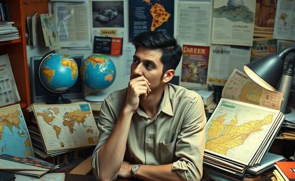 An individual contemplating career options at a desk.