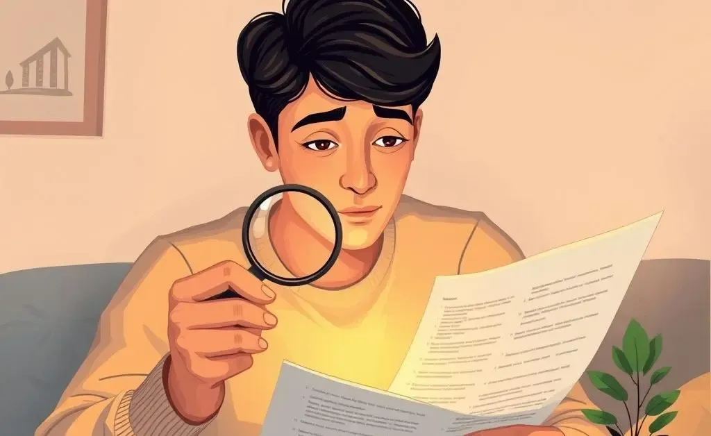 Person examining mortgage terms with a magnifier