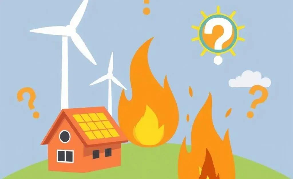 Illustration showing different energy sources with question marks