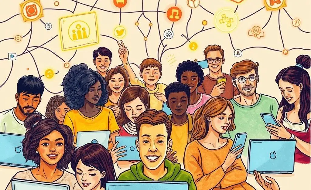 Digital community with diverse users affected by tech