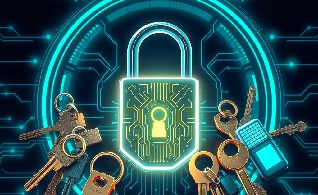 Digital lock and keys illustration