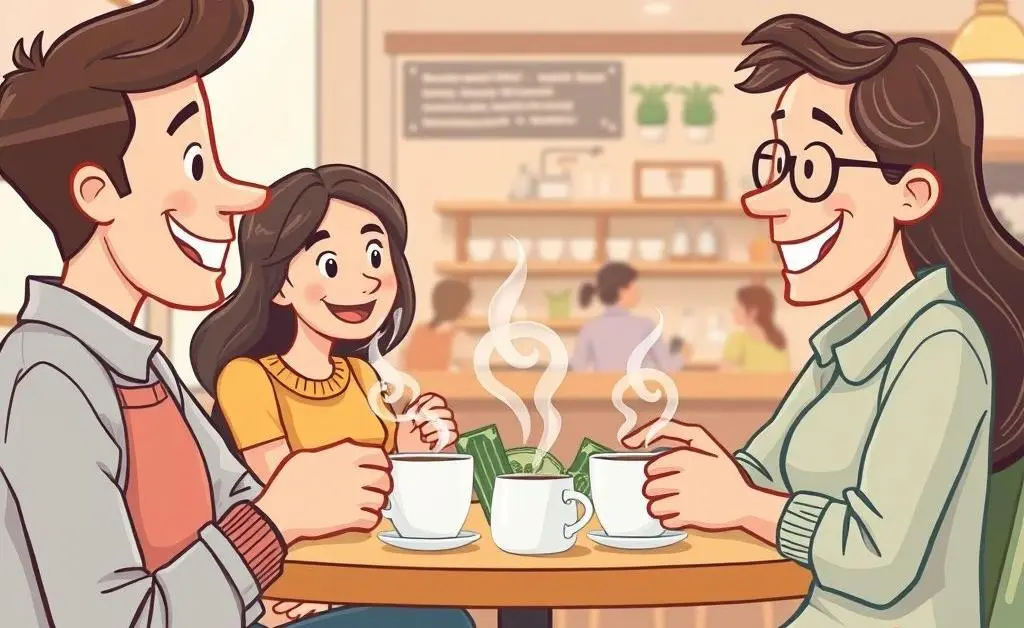 Casual discussion about finances over coffee